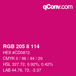 Color code: RGB 205 8 114 | qconv.com