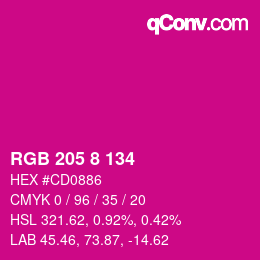 Color code: RGB 205 8 134 | qconv.com