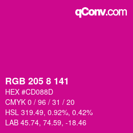 Color code: RGB 205 8 141 | qconv.com