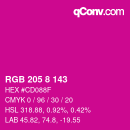 Color code: RGB 205 8 143 | qconv.com