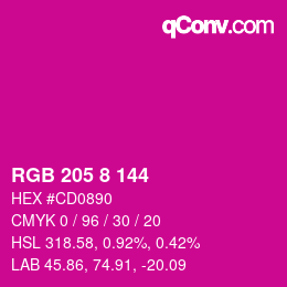 Color code: RGB 205 8 144 | qconv.com