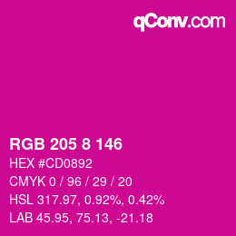 Color code: RGB 205 8 146 | qconv.com