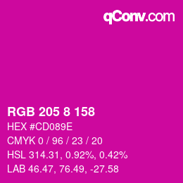 Color code: RGB 205 8 158 | qconv.com