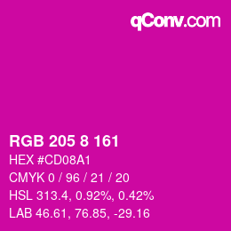 Color code: RGB 205 8 161 | qconv.com