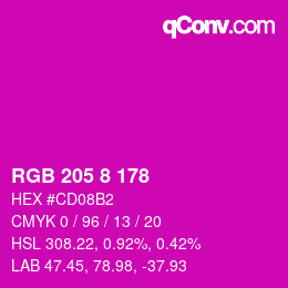 カラーコード: RGB 205 8 178 | qconv.com