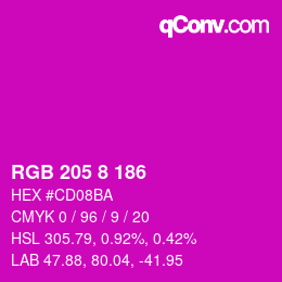 カラーコード: RGB 205 8 186 | qconv.com