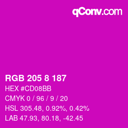 Color code: RGB 205 8 187 | qconv.com