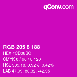 Color code: RGB 205 8 188 | qconv.com