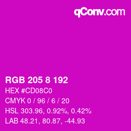 Color code: RGB 205 8 192 | qconv.com