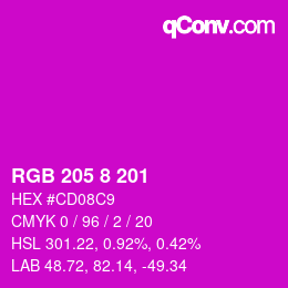 Color code: RGB 205 8 201 | qconv.com