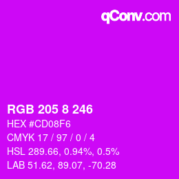 Color code: RGB 205 8 246 | qconv.com