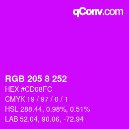 Color code: RGB 205 8 252 | qconv.com