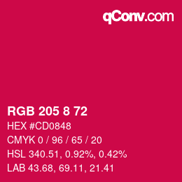 Color code: RGB 205 8 72 | qconv.com