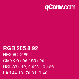 Color code: RGB 205 8 92 | qconv.com
