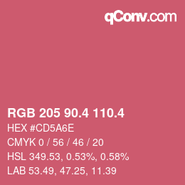 カラーコード: RGB 205 90.4 110.4 | qconv.com