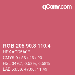 カラーコード: RGB 205 90.8 110.4 | qconv.com