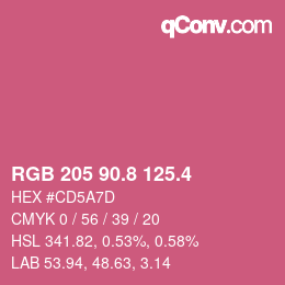 カラーコード: RGB 205 90.8 125.4 | qconv.com