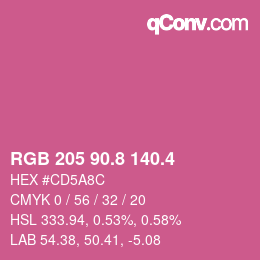 カラーコード: RGB 205 90.8 140.4 | qconv.com