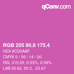 カラーコード: RGB 205 90.8 175.4 | qconv.com