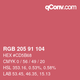 Color code: RGB 205 91 104 | qconv.com
