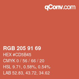 カラーコード: RGB 205 91 69 | qconv.com
