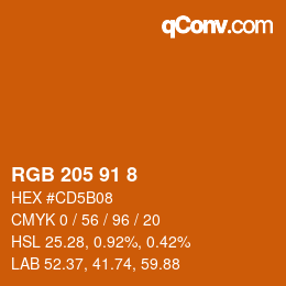 カラーコード: RGB 205 91 8 | qconv.com