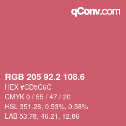 カラーコード: RGB 205 92.2 108.6 | qconv.com