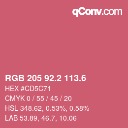 カラーコード: RGB 205 92.2 113.6 | qconv.com