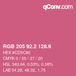 カラーコード: RGB 205 92.2 128.6 | qconv.com