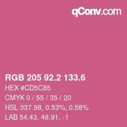 カラーコード: RGB 205 92.2 133.6 | qconv.com