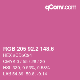 カラーコード: RGB 205 92.2 148.6 | qconv.com