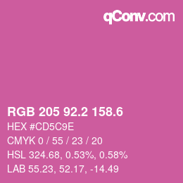カラーコード: RGB 205 92.2 158.6 | qconv.com