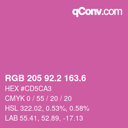 カラーコード: RGB 205 92.2 163.6 | qconv.com