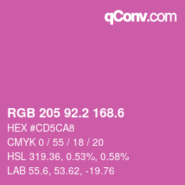 カラーコード: RGB 205 92.2 168.6 | qconv.com