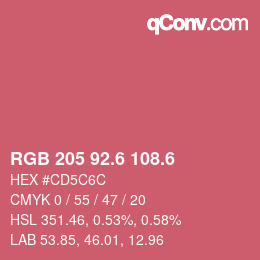 カラーコード: RGB 205 92.6 108.6 | qconv.com
