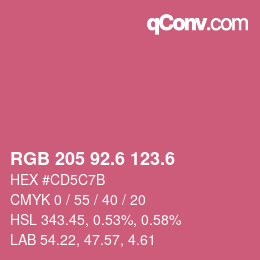 カラーコード: RGB 205 92.6 123.6 | qconv.com