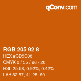 Color code: RGB 205 92 8 | qconv.com