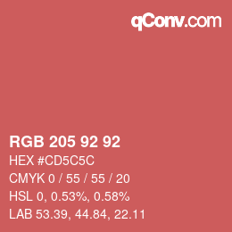 カラーコード: RGB 205 92 92 | qconv.com