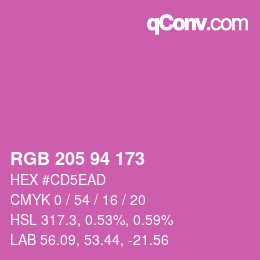 Color code: RGB 205 94 173 | qconv.com
