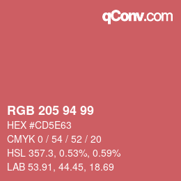 カラーコード: RGB 205 94 99 | qconv.com