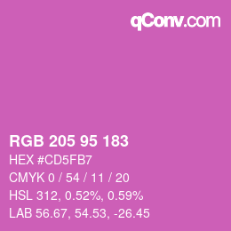 カラーコード: RGB 205 95 183 | qconv.com