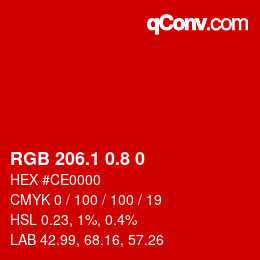 カラーコード: RGB 206.1 0.8 0 | qconv.com