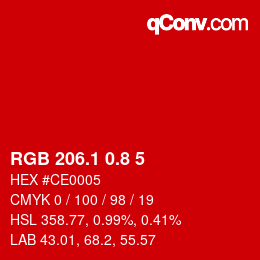 カラーコード: RGB 206.1 0.8 5 | qconv.com