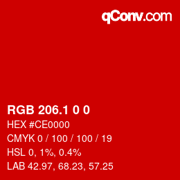 カラーコード: RGB 206.1 0 0 | qconv.com