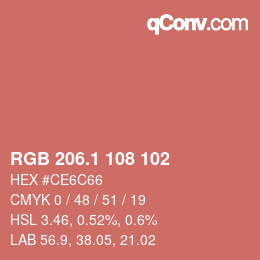 カラーコード: RGB 206.1 108 102 | qconv.com