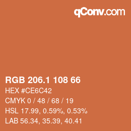 カラーコード: RGB 206.1 108 66 | qconv.com