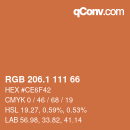 カラーコード: RGB 206.1 111 66 | qconv.com