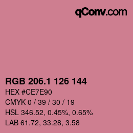 カラーコード: RGB 206.1 126 144 | qconv.com