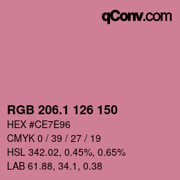 カラーコード: RGB 206.1 126 150 | qconv.com