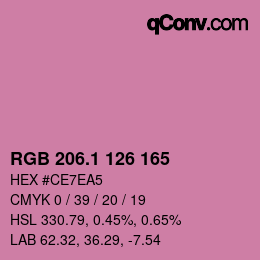 カラーコード: RGB 206.1 126 165 | qconv.com